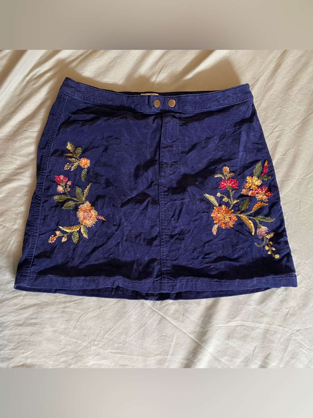 Mossimo Supply Co. Navy Blue Embroidered Floral Mini Skirt